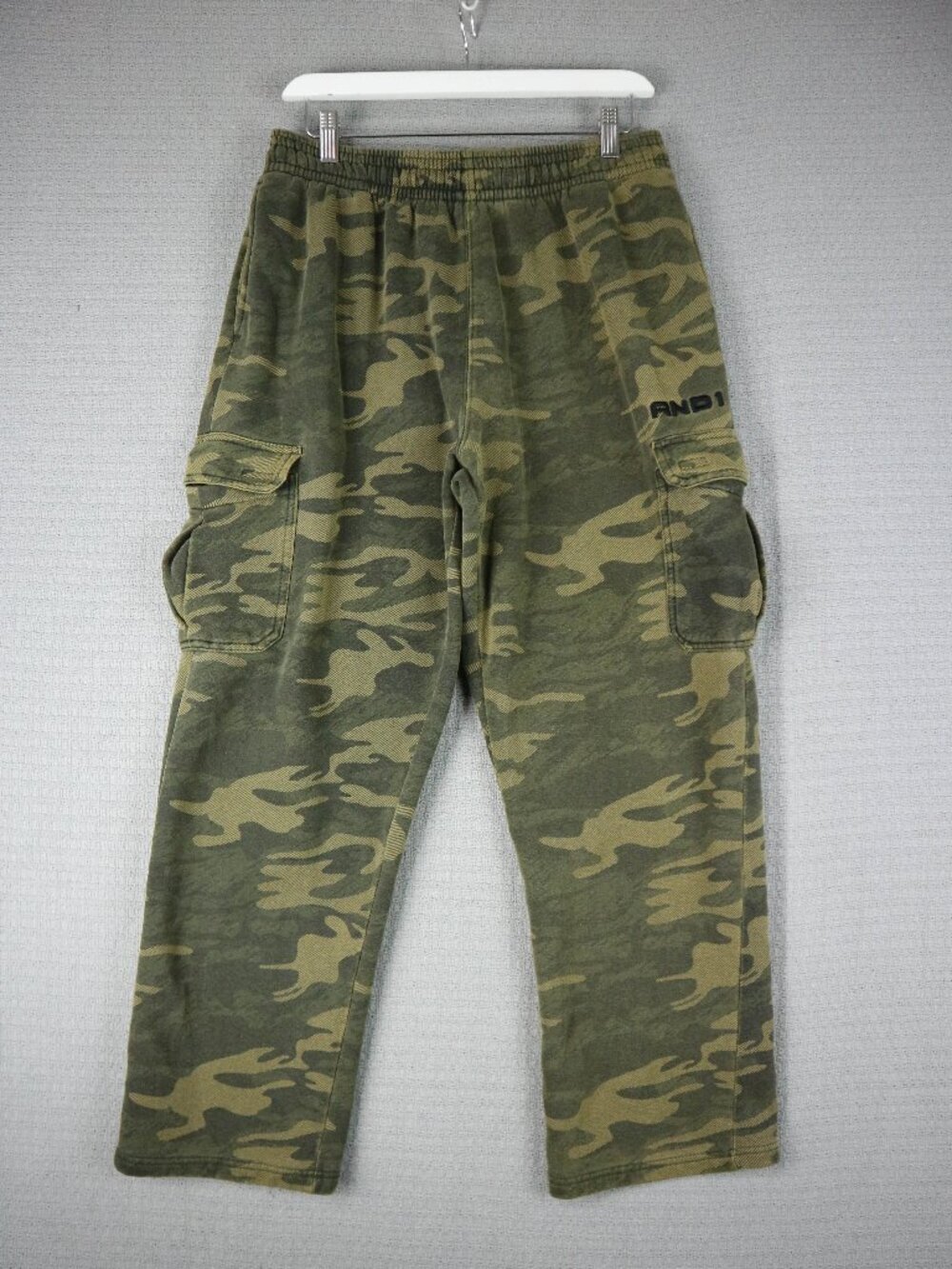 And1 Streetwear Y2K Cargo Sweat Pants Straight Cut Large Basketball